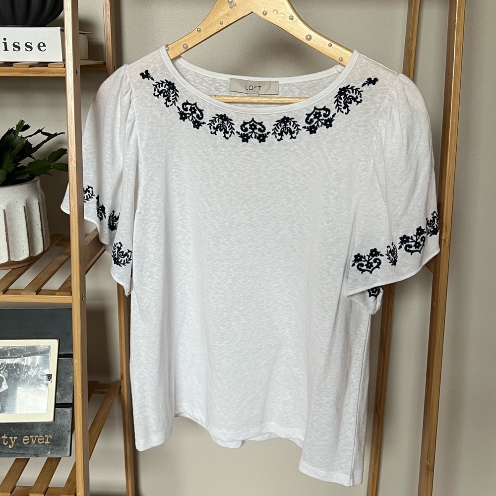 Embroidered White Blouse Loft
